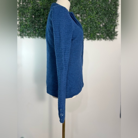 Talbots Sweater Blazer Women's Medium Blue Wool Knit Medium - Picture 4 of 11